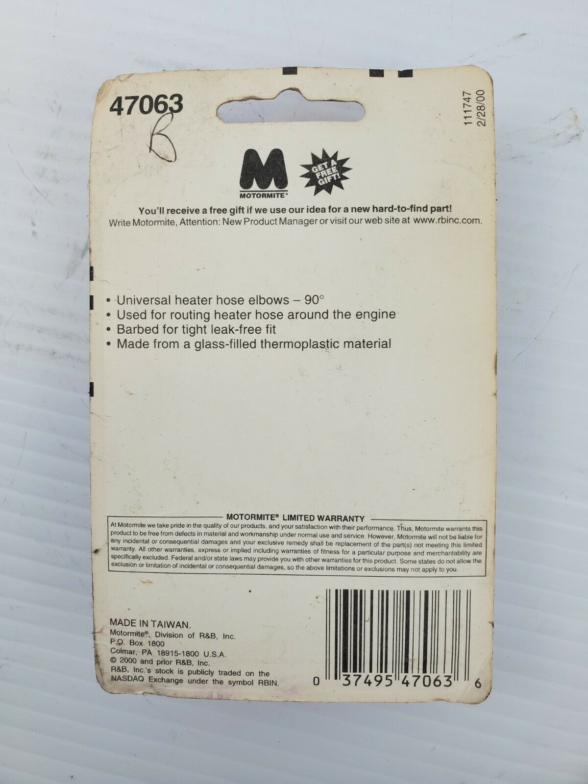 Help! 47063 3/4" Heater Hose Elbow Universal Underhood Dorman 591-302