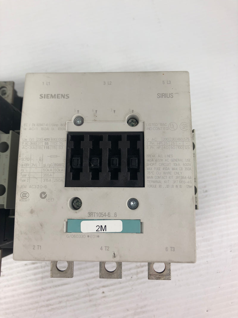 Siemens 3RT1054-6...6 Motor Starter / Contactors - Lot of 2 Connected Together
