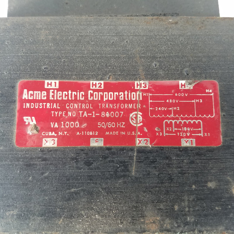 Acme Electric Industrial Control Transformer TA-1-81007 1.0 kVa