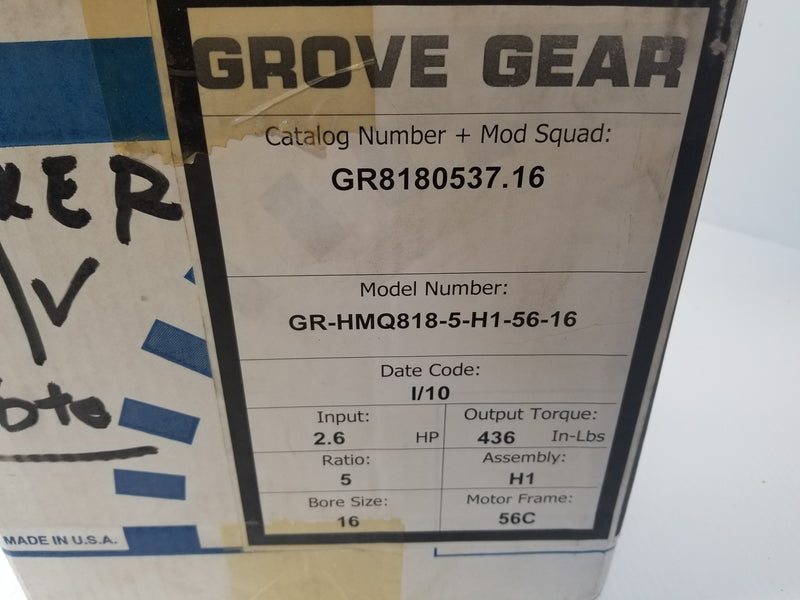 Grove Gear GR-HMQ818-5-H1-56-16 5:1 56C Gear Reducer
