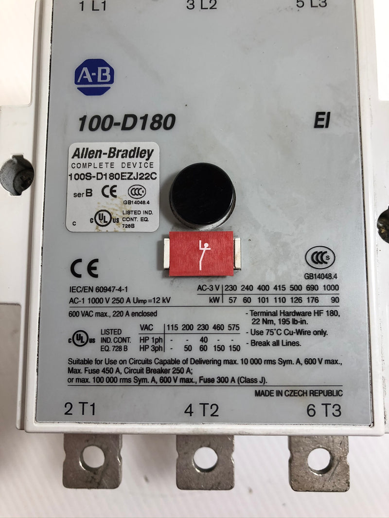 Allen-Bradley 100-D180 Series B Complete Contactor 100S-D180EZJ22C