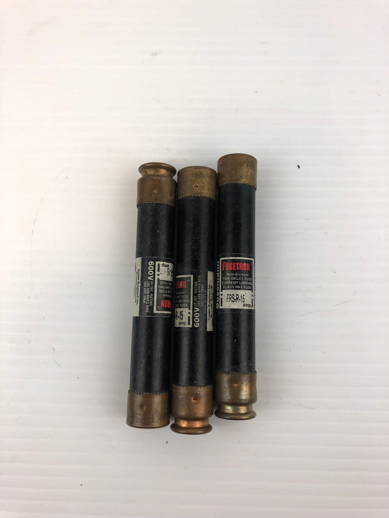 Fusetron FRS-R-15 Dual Element Time Delay Fuse - Lot of 3