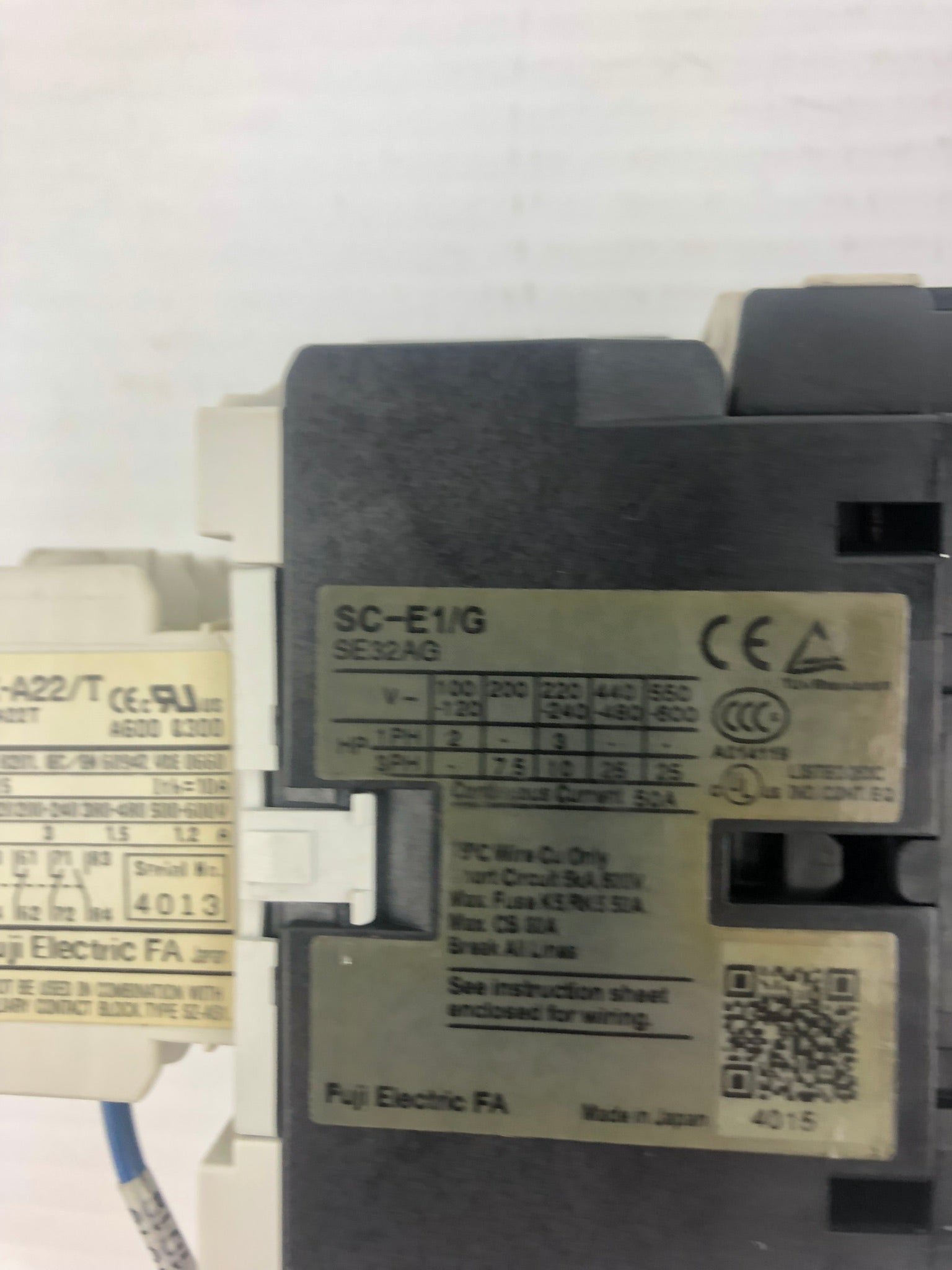 Fuji Electric SC-E1G SE 32AG Contactor Fuji SZ-A22/T Auxiliary Fuji SZ-Z36 Coil
