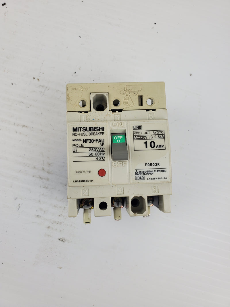 Mitsubishi NF30-FAU No Fuse Breaker Pole 3P - 250VAC 50-60Hz