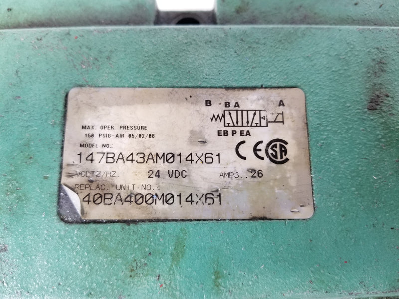 Numatics 147BA43AM014X61 Pneumatic Solenoid Valve 24VDC