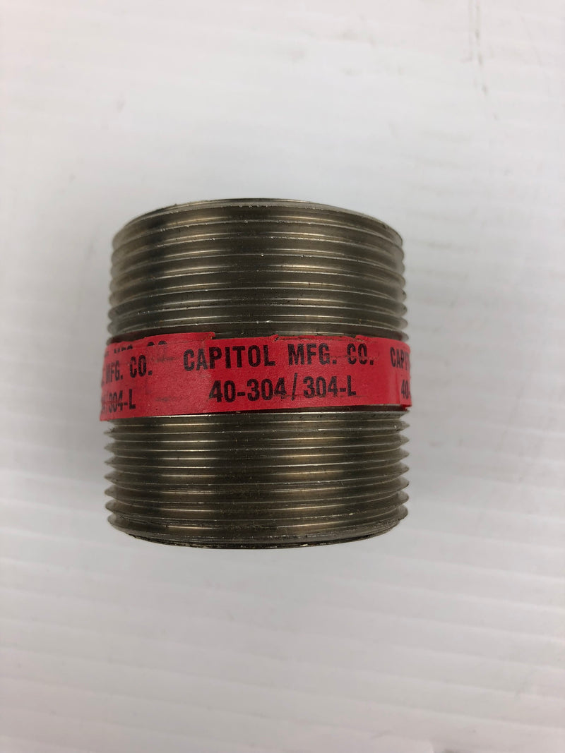 Capitol MFG 40-304/304-L Stainless Steel 1-3/4"x1-5/8" Threaded Pipe Nipple