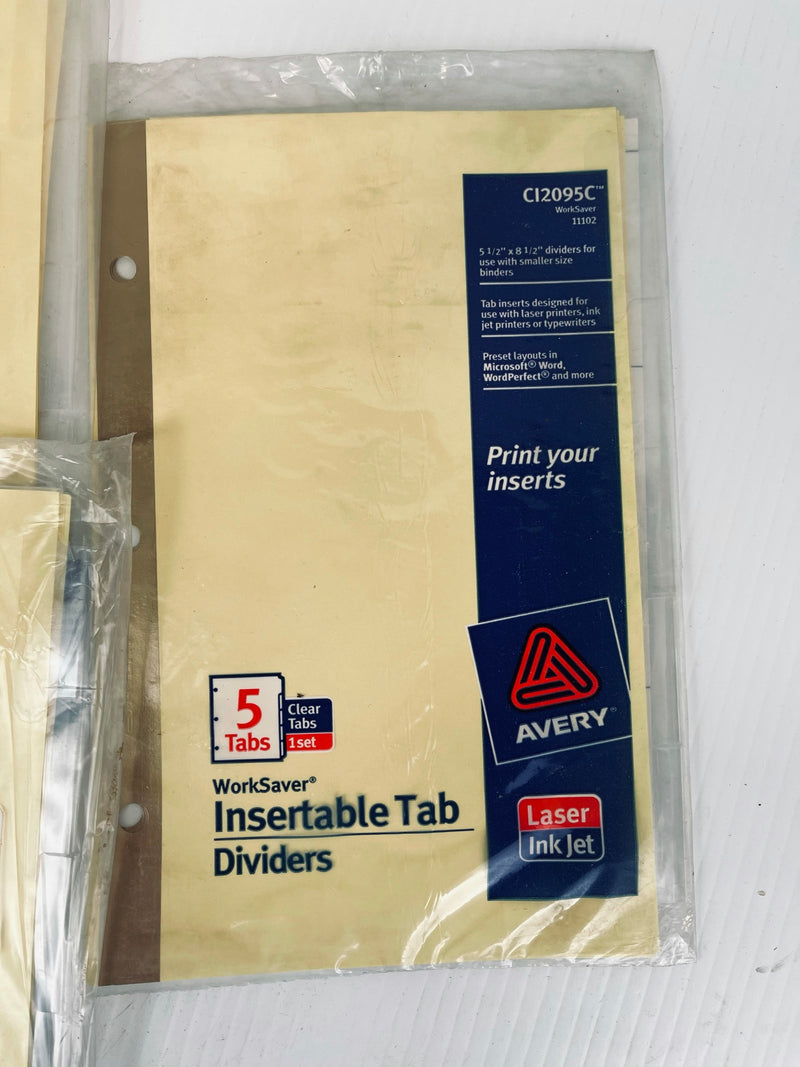 Avery Gold Line Insertable Tab Dividers 5-1/2" x 8-1/2" Lot of 5 Sets CI-209-5C