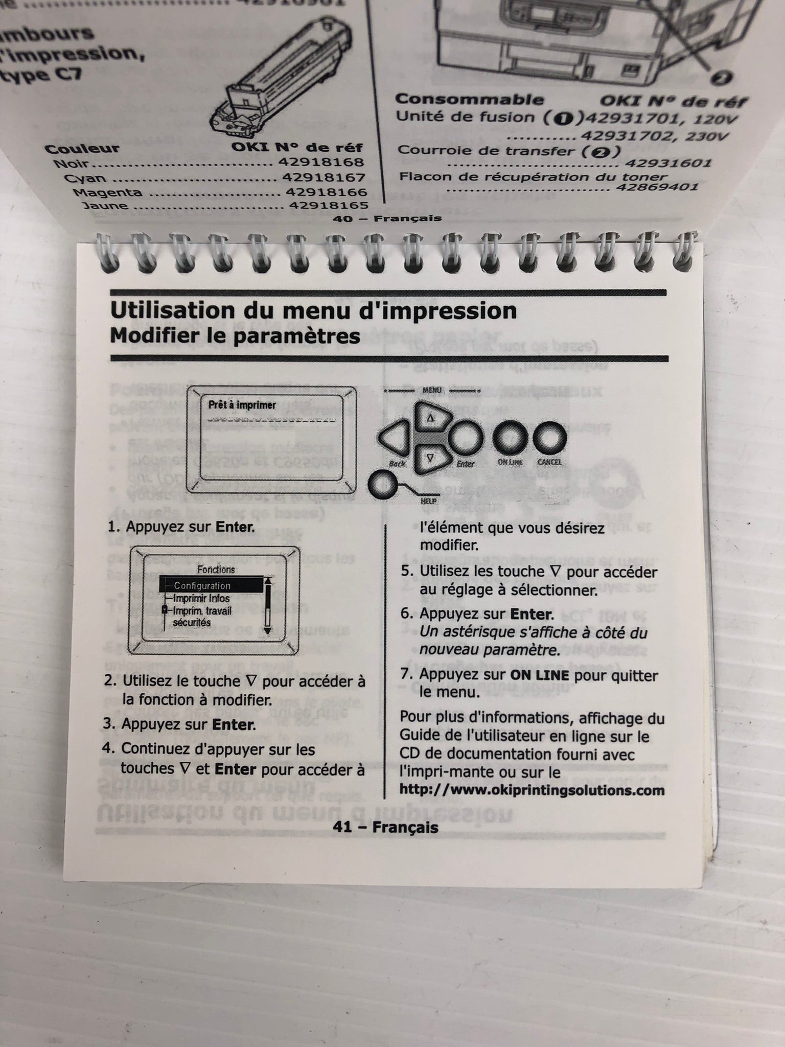 OKI C965n/C965dn/C9650hdn Handy Reference Guide 59393201
