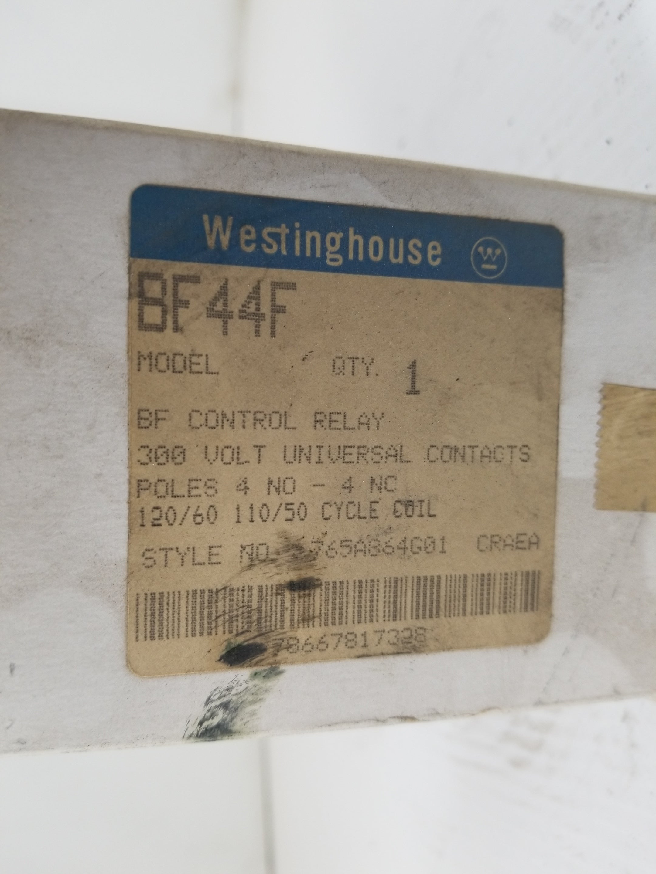 Westinghouse BF44F Industrial Control Relay 120V