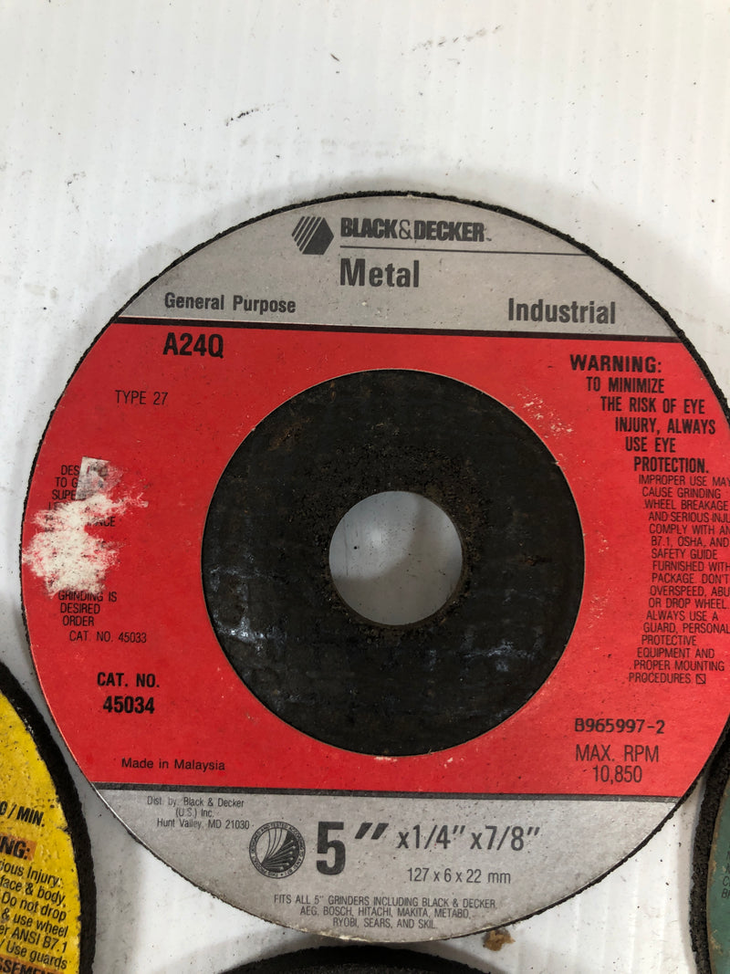 Grinding Wheel Lot 4 1/2" and 5" Masonry Aluminum Metal (Lot of 5)
