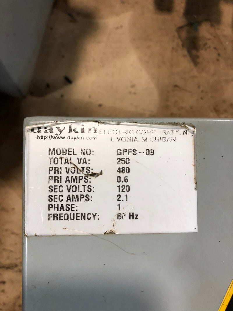 Daykin GPFS-09 Disconnect Transformer 1 Phase 60Hz