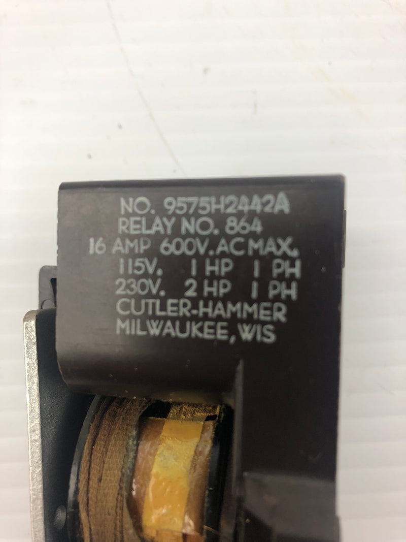 Cutler-Hammer 9575H2442A Relay No. 864 1 Phase 16A 600V