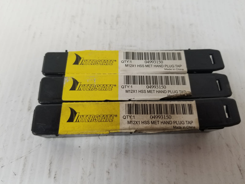 Interstate 04993150 M12X1 HSS MET Hand Plug Tap (Lot of 3)