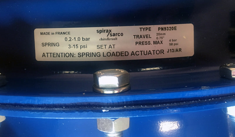 Spirax Sarco PN9320E Two-Port Control Valve w/ Electropneumatic Smart Positioner SP500