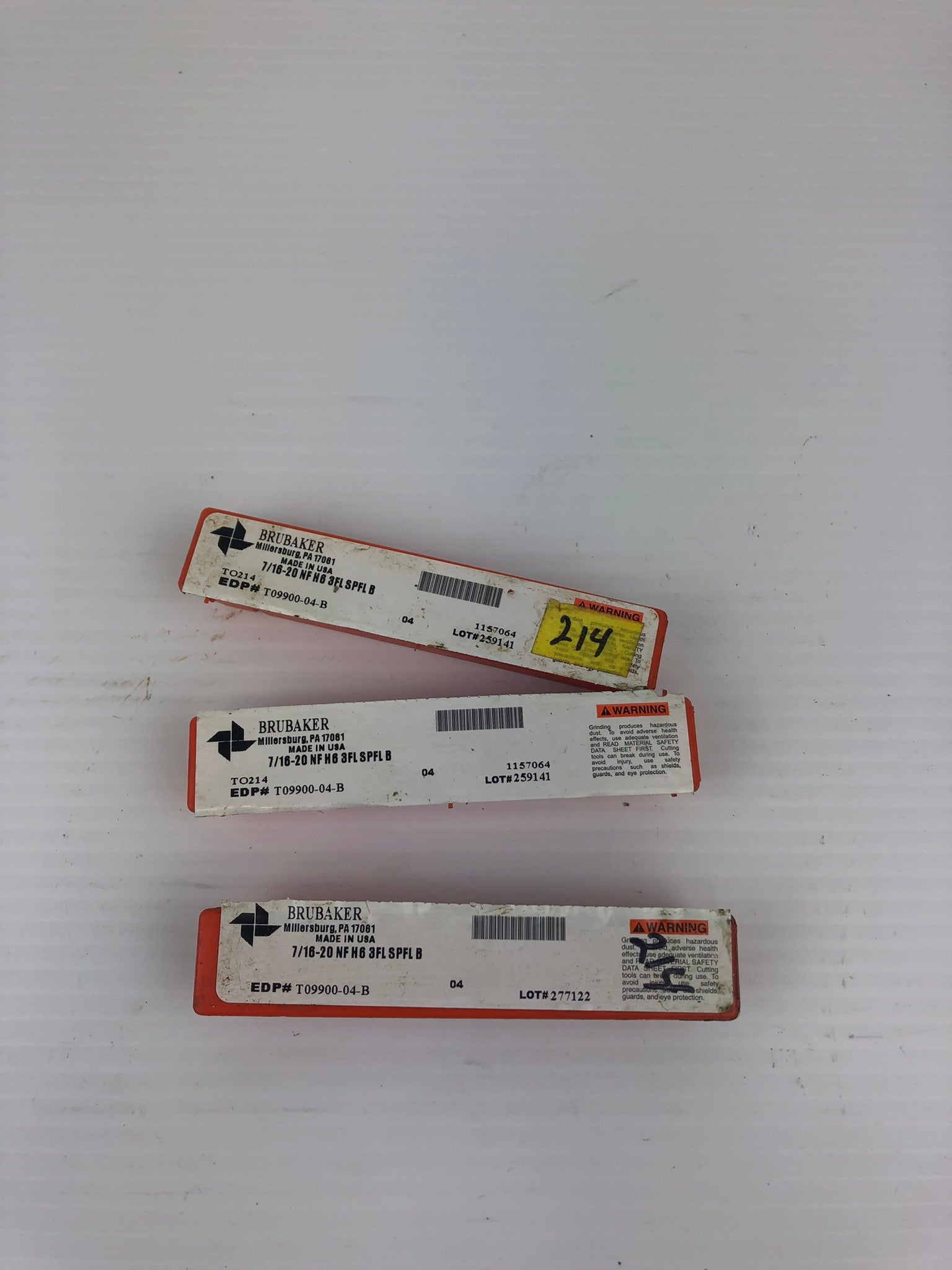 Brubaker Tool 7/16-20 NF H6 3FL SPFL B -T09900-04-B Drill Bit Tap Tool -Lot of 3