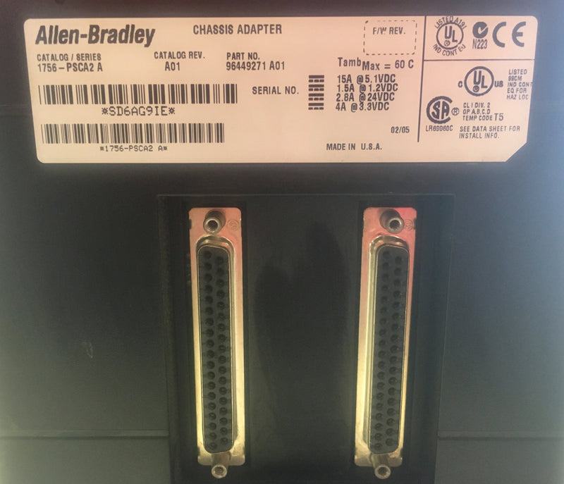 Allen Bradley Control Logix Slot Chassis 17 Slot w/ Input Modules 1756-PSCA2