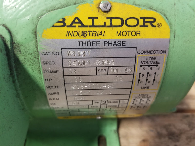 Baldor M3531 1/4HP 3 Phase Electric Motor 002 1140 RPM