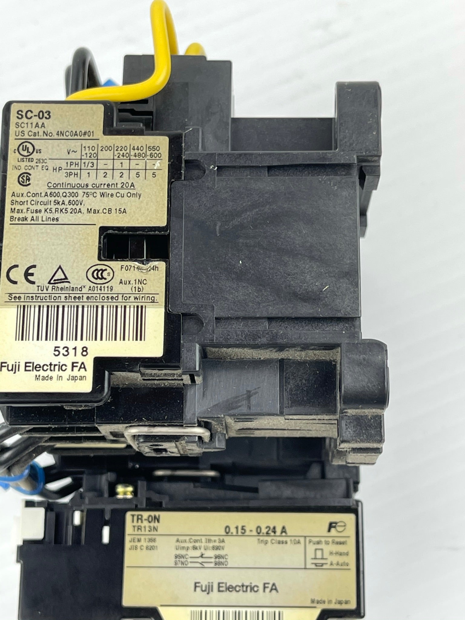 Fuji Electric Contactor and Overload Relay Assembly SC-03 TR-ON TR13N