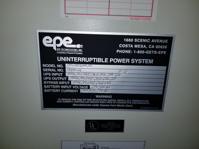 EPE Technologies EPS-2000 Uninterruptible Power System Model EPS-2051/44,66