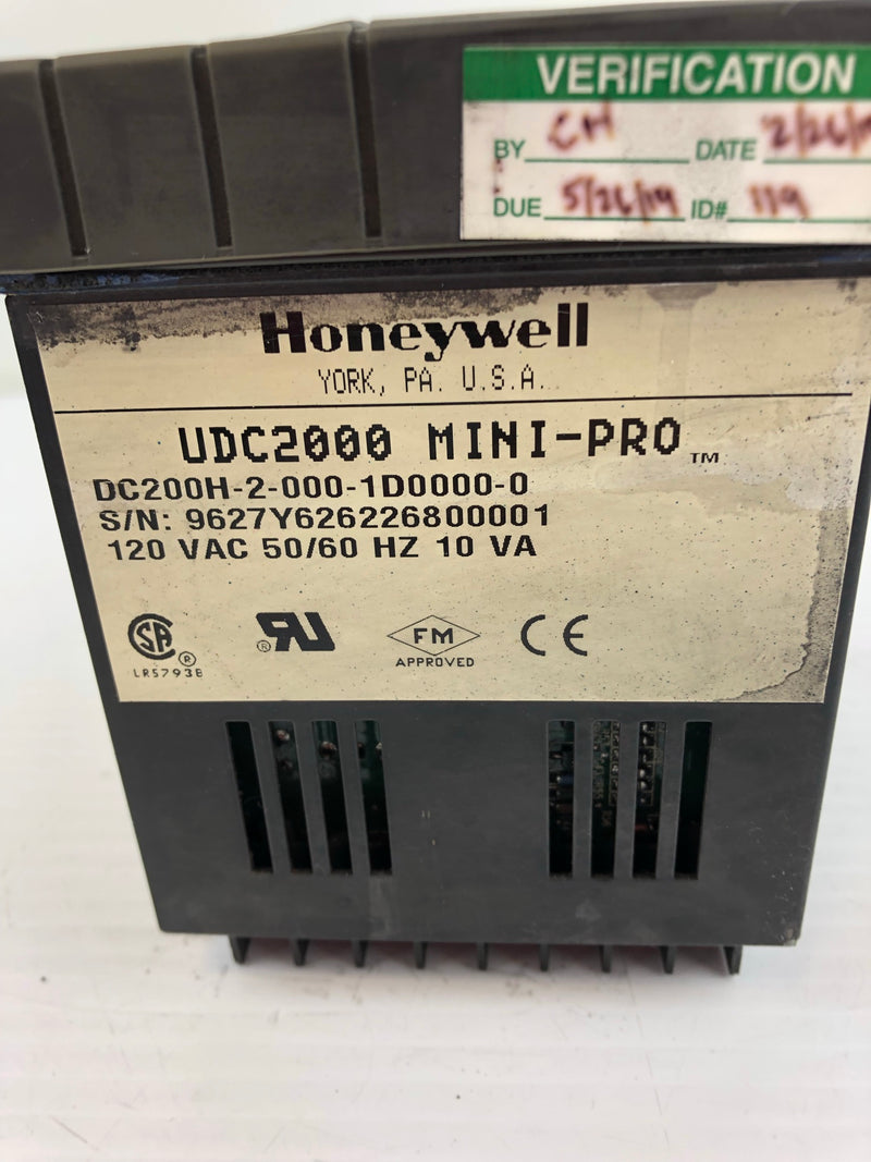 Honeywell UDC2000 Mini-Pro Controller DC200H-2-000-1D0000-0 120VAC 10VA