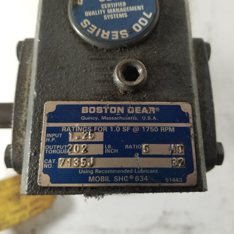 Boston Gear 7135J Right Angle Gear Reducer 5:1
