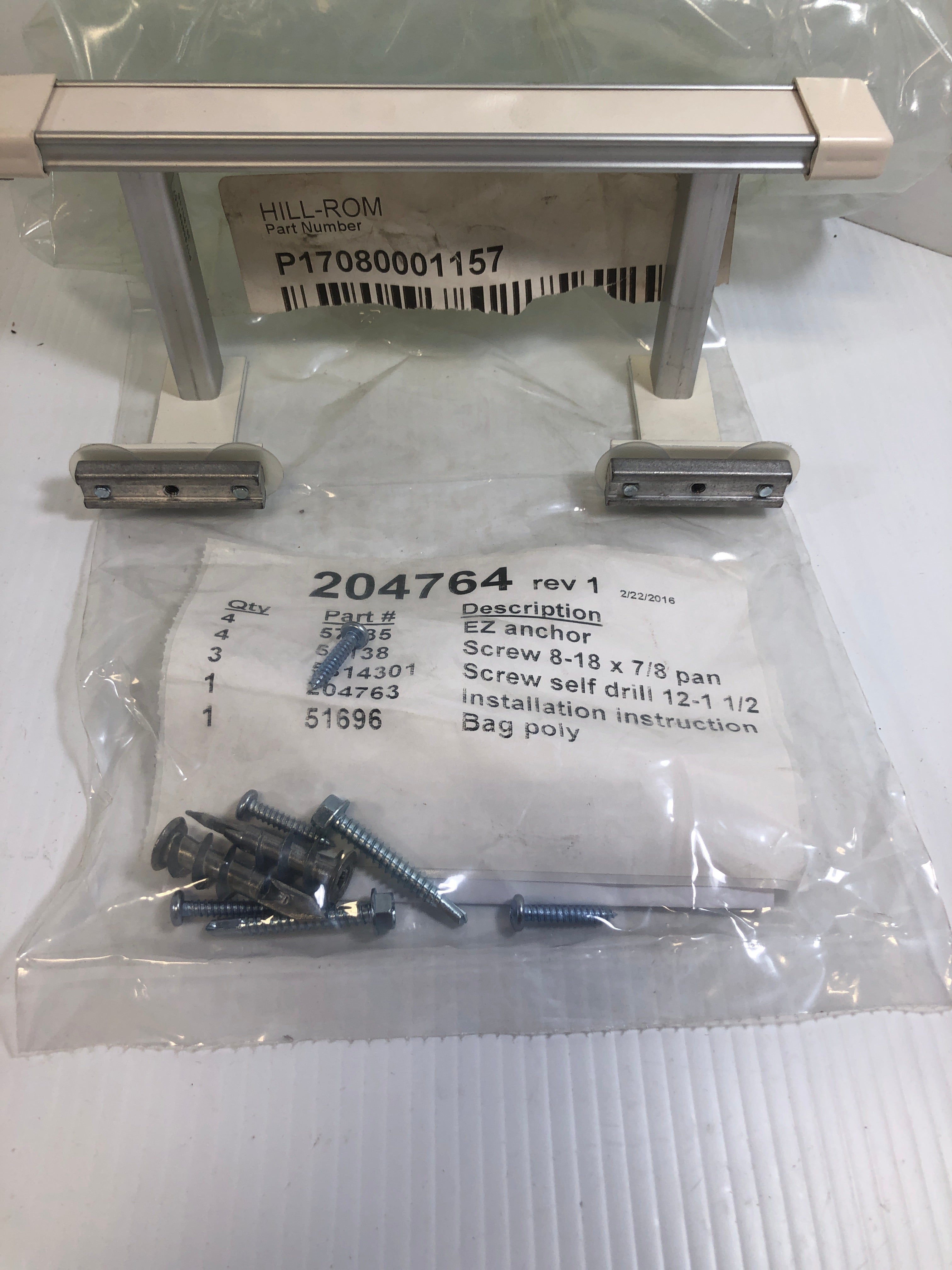 Hospital Bed Accessory Rail Handle 9-1/4" 204764 with Hardware