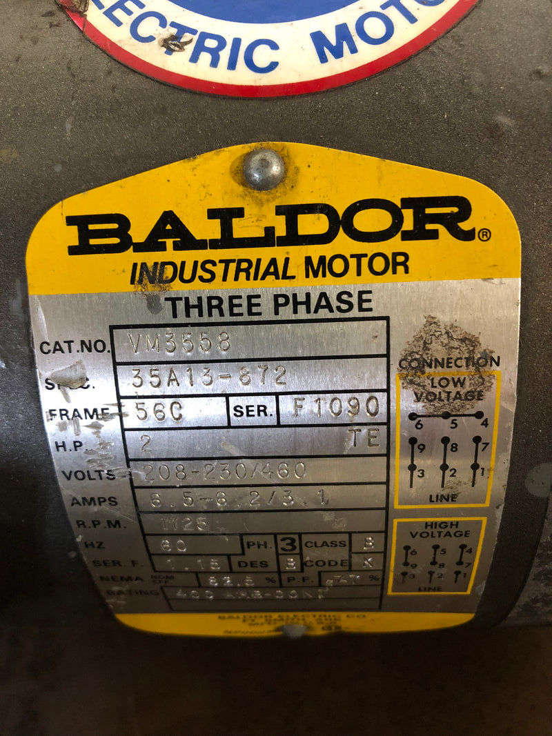 Baldor VM3558 Electric Motor 2 HP 208-230/460V 3PH