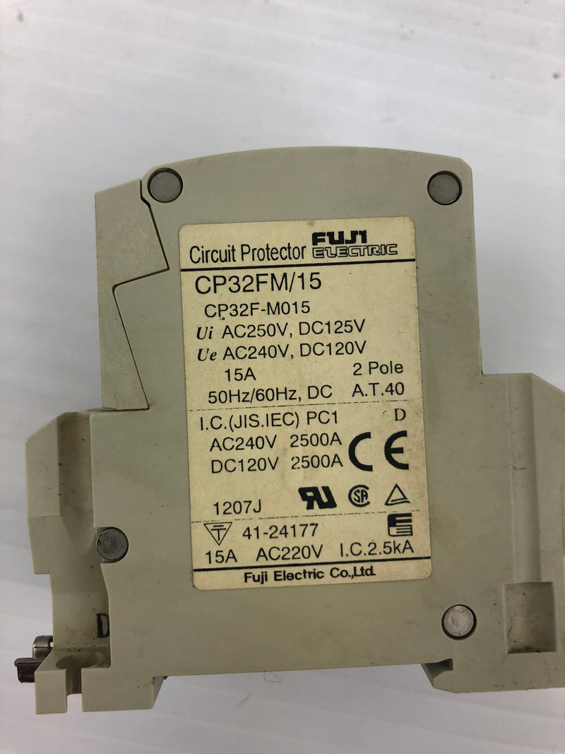 Fuji Electric CP32FM/15 2 Pole Circuit Breaker/Protector 15A 50/60Hz