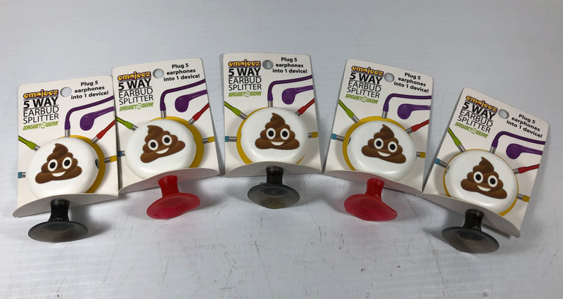 Gadget Gear Emojeez Poop Emoji 1 to 5 Way Earbud Splitter - Lot of 5