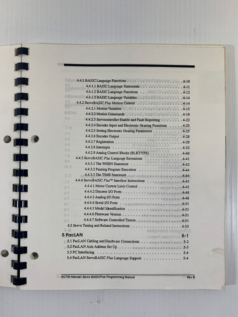 Pacific Scientific ServoBASIC Plus SC750 Programming Manual Version 2.11