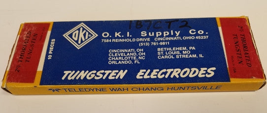 O.K.I. Supply Co. 2% Thoriated Tungsten Electrodes 1/8 Diameter 10 Pieces - Accessories - Metal Logics, Inc. - 1