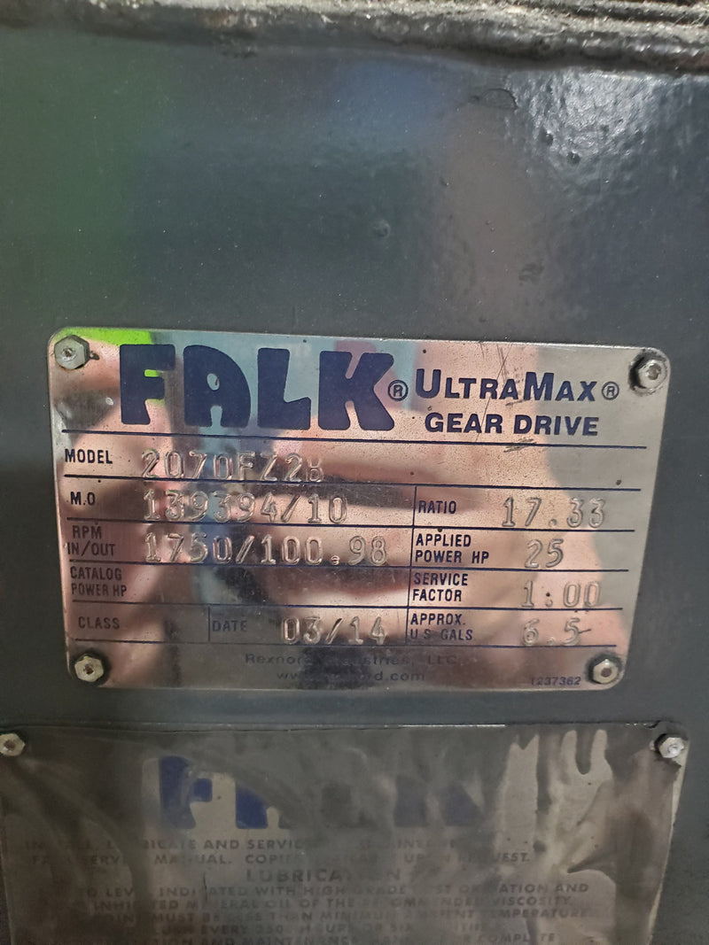 Falk 2070FZ28B Ultra Max Gear Drive RPM 1750/100.98 HP 25 With Motor