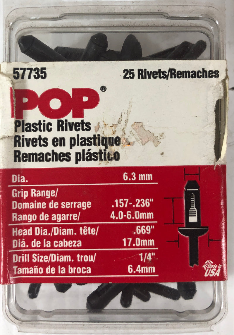 Pop Plastic Rivets 57735 6.3mm
