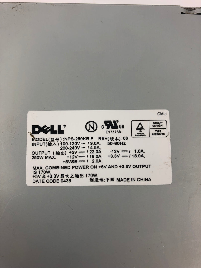Dell NPS-250KB-F Rev 06 Power Supply CN-0K2583-17972-49G-J4EH Rev A02