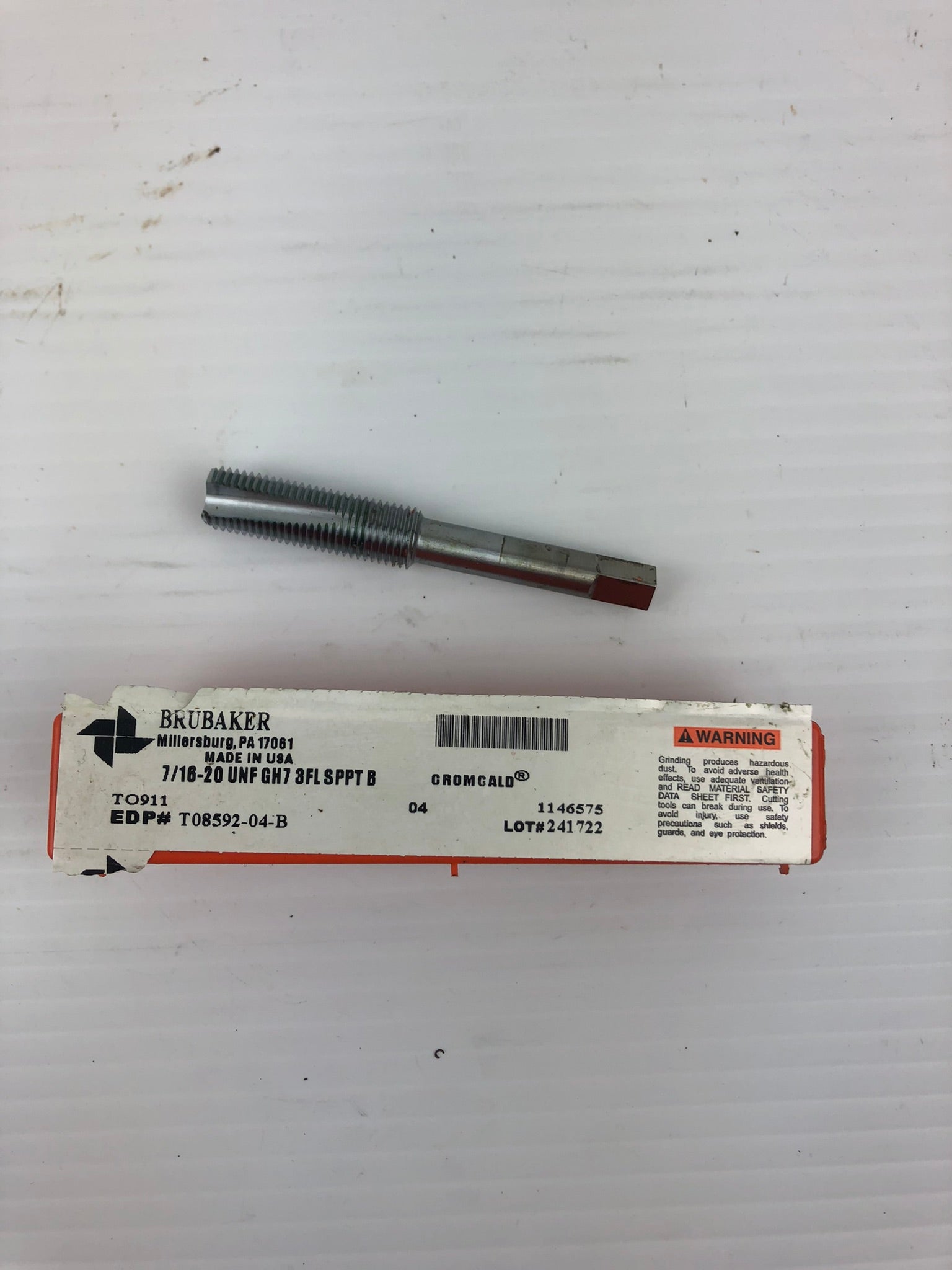 Brubaker 7/16-20 UNF GH7 3FL SPPT B Tap T08592-04-B Drill Bit Tap Tool