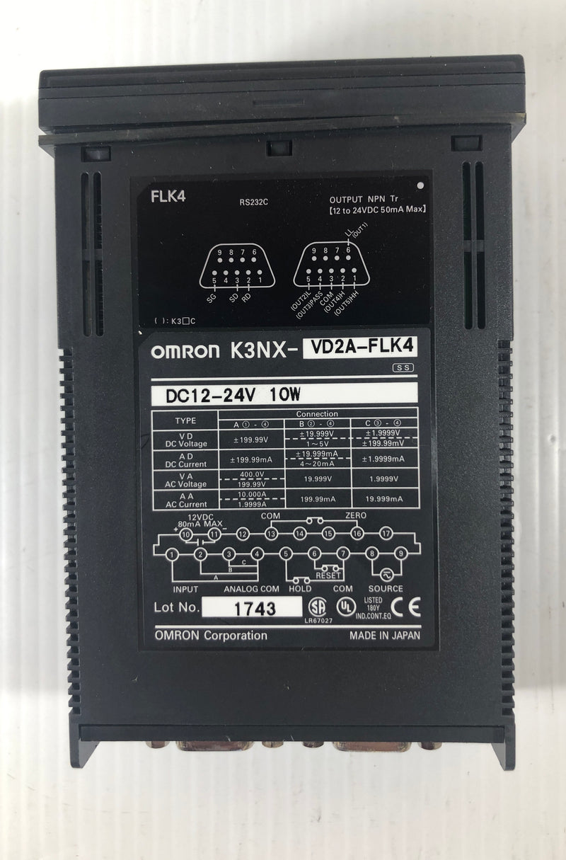 Omron Digital Panel K3NX-VD2A-FLK4 DC12-24V 10W