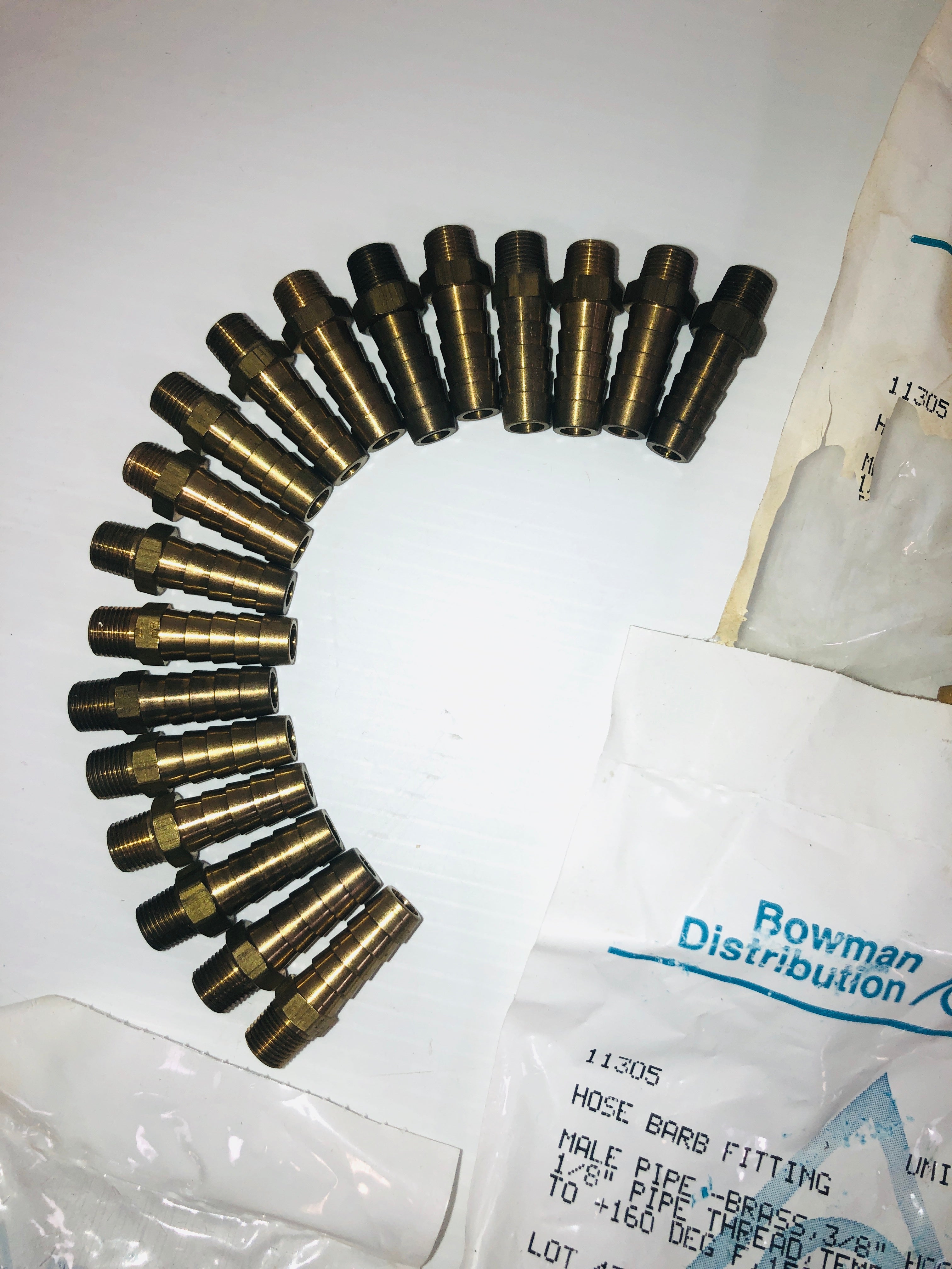 Bowman Distribution Barnes Group Hose Barb Fitting Male Brass 11305 (Lot of 101)