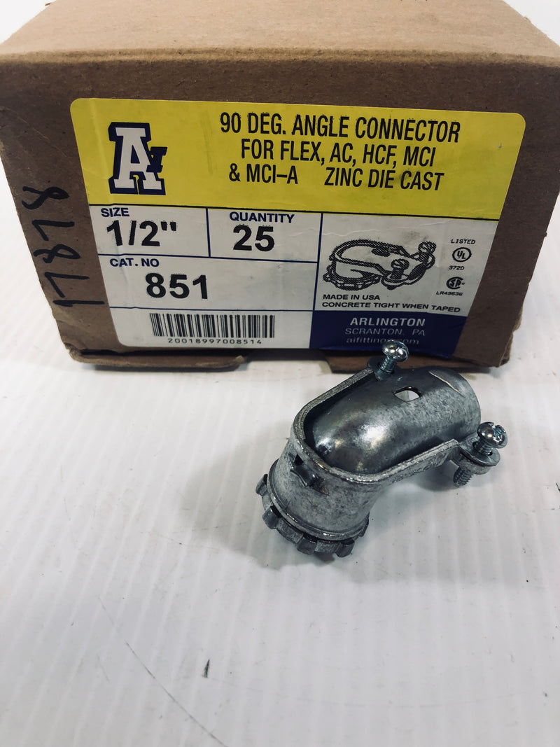 Arlington 851 90 Degree Angle Connector 1/2" Lot of 20