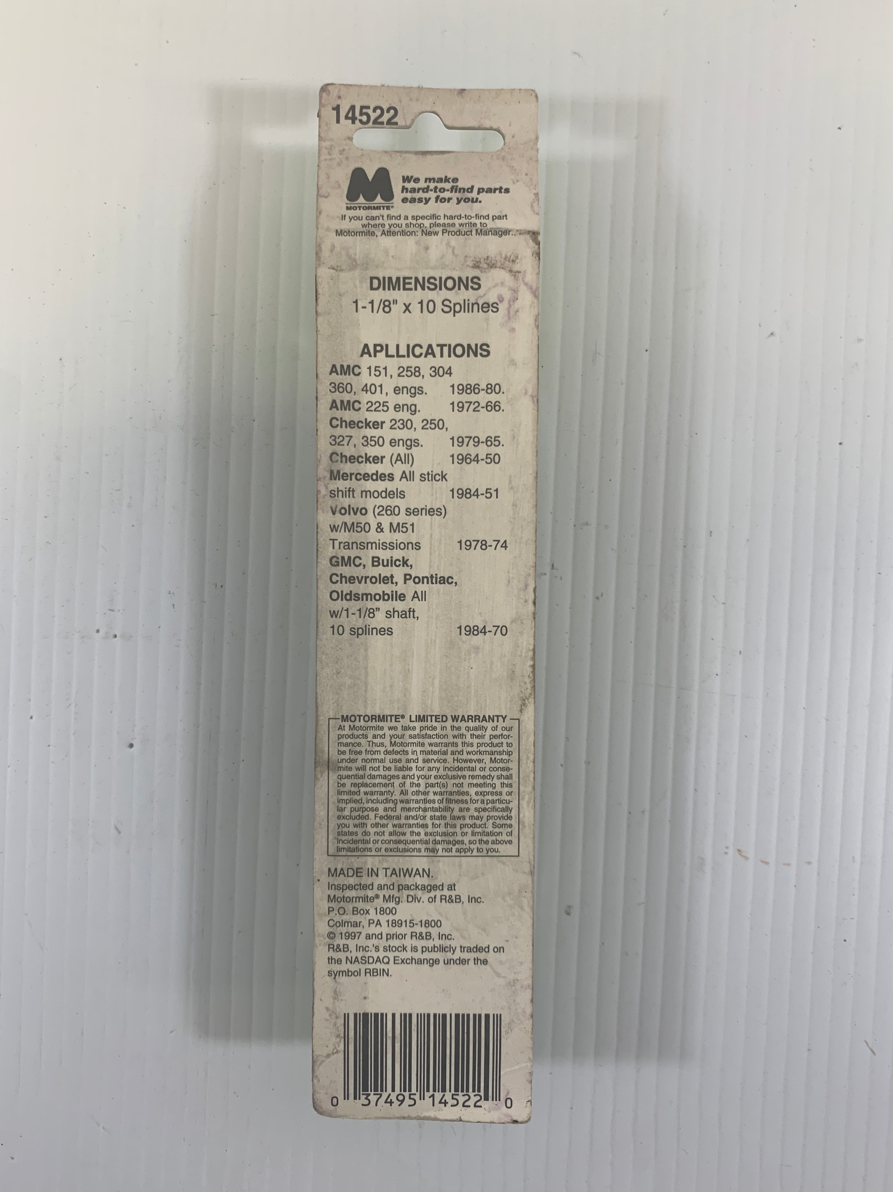 GM Volvo Mercedes Clutch Pilot Tool 14522 1 1/8"x10 Splines