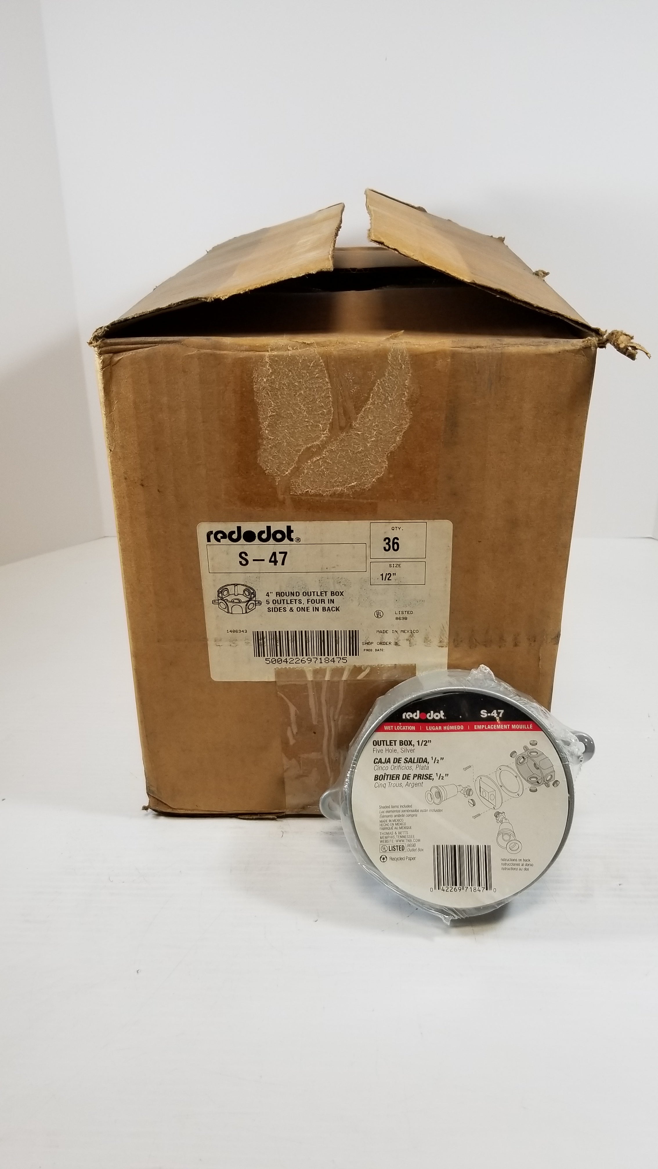 Red Dot 1/2" Outlet Boxes "Wet Location" S-47 - Box of 36 NEW