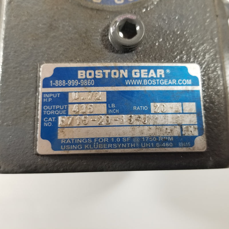 Boston Gear F715-20-B5-J Right Angle Gear Reducer 20:1