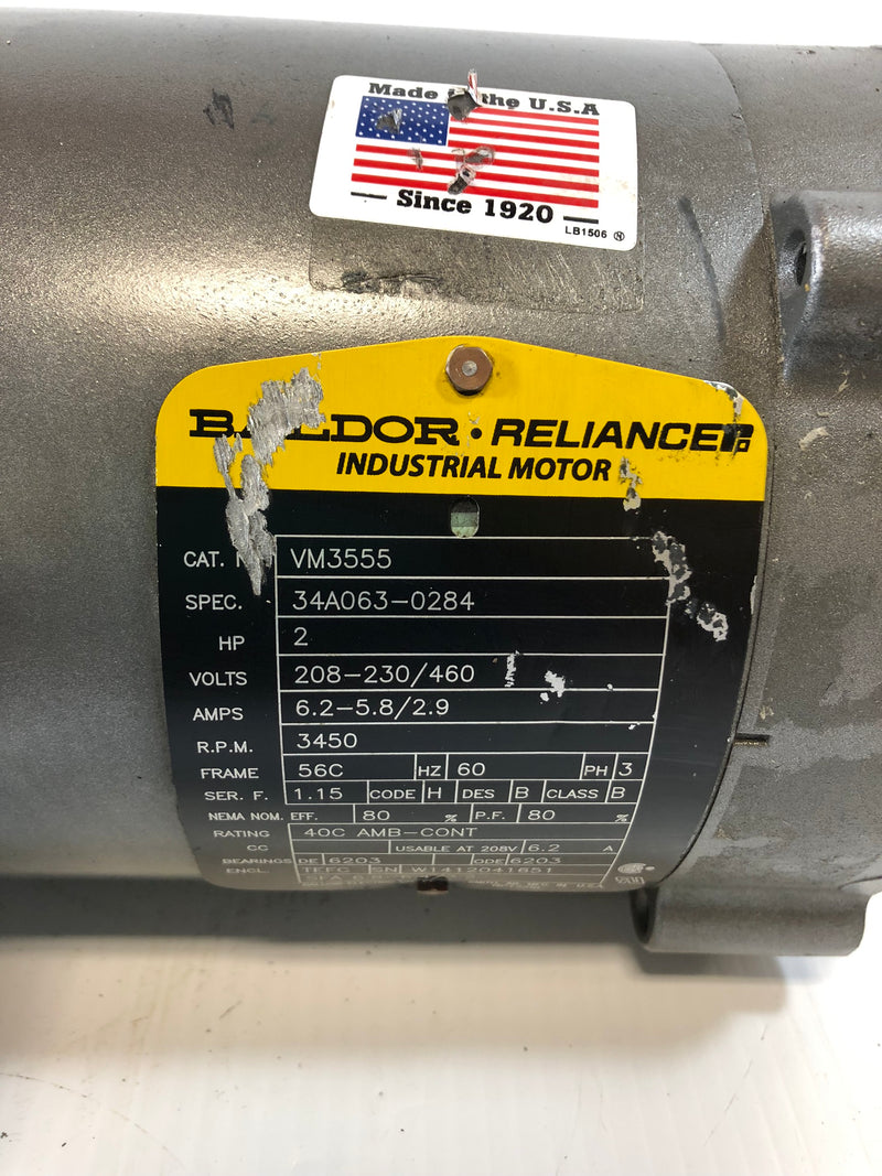 Baldor VM3555 Industrial Motor 2HP 3 Phase 3450 RPM 56C