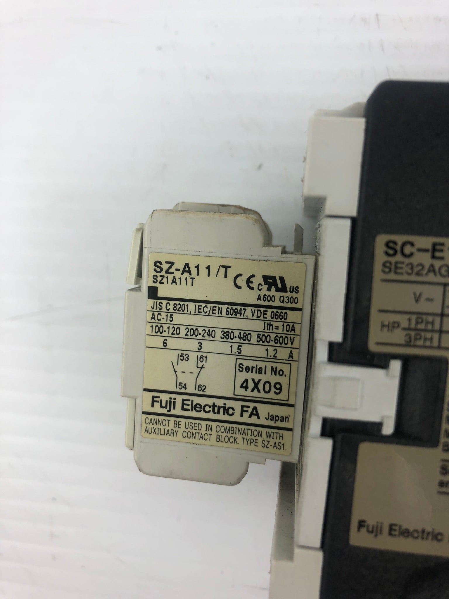 Fuji Electric SC-E1/G SE32AG Contactor Fuji SZ-A11/T Auxiliary SZ-Z36 Coil