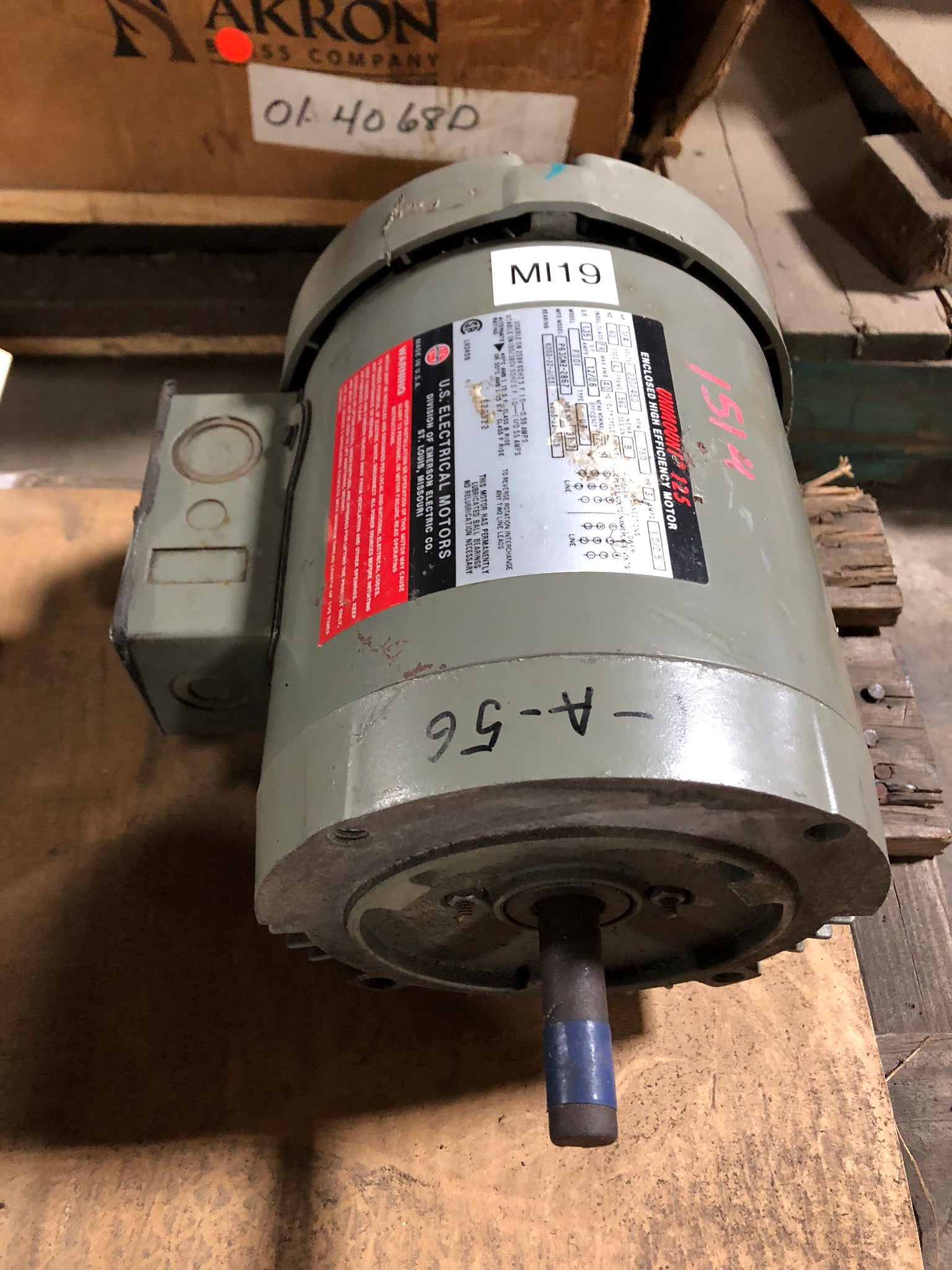 U.S. Electrical P63CNZ-2867 1/4 HP 3 Phase Unimount 125 Motor 1750 RPM