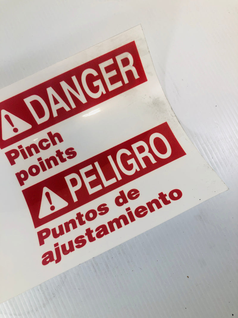 Danger Pinch Points 9" x 18" Vinyl Sticker Label