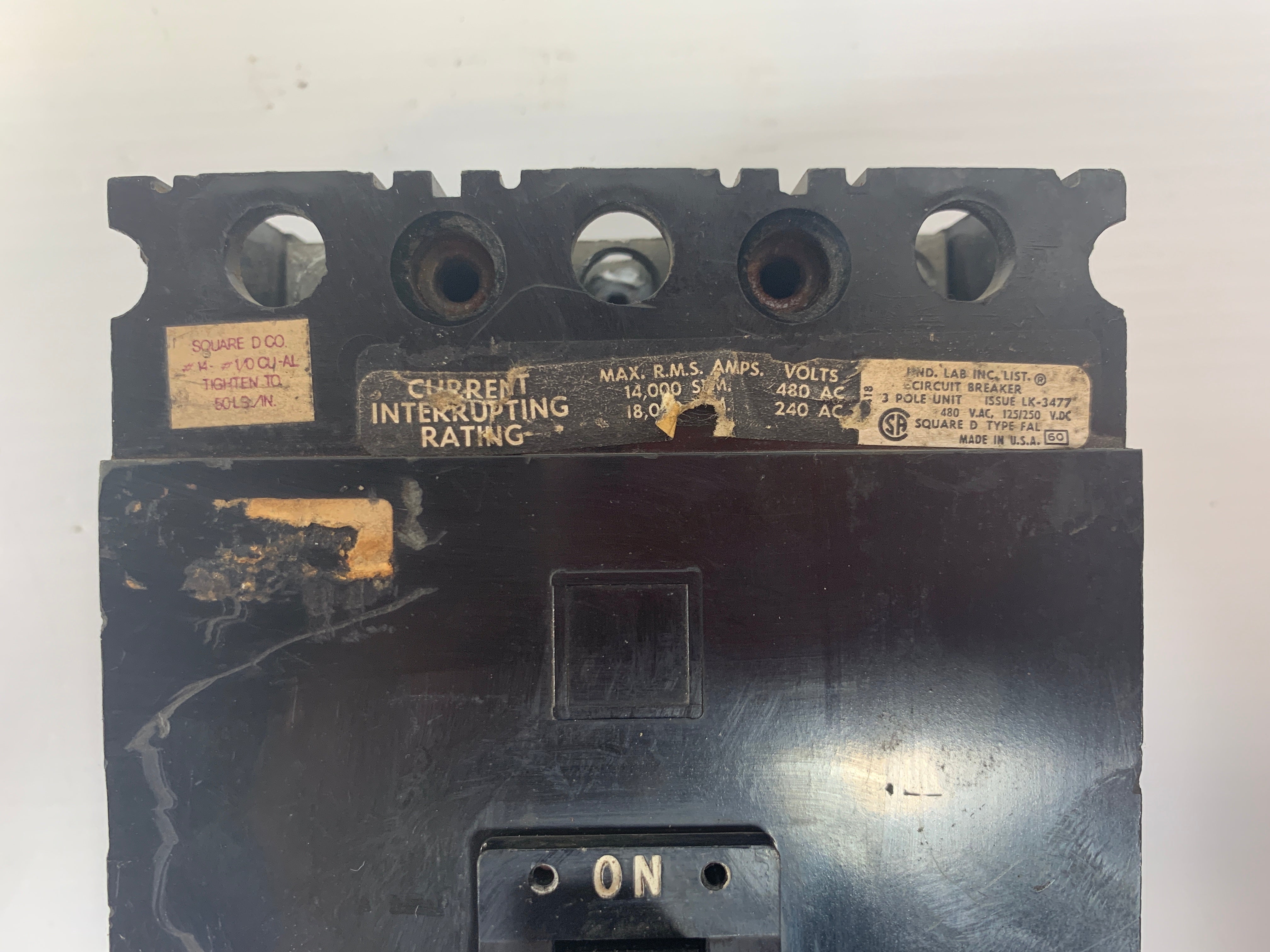 Square D 100 Amp Circuit Breaker 3 Pole 480/240 VAC LK-3477