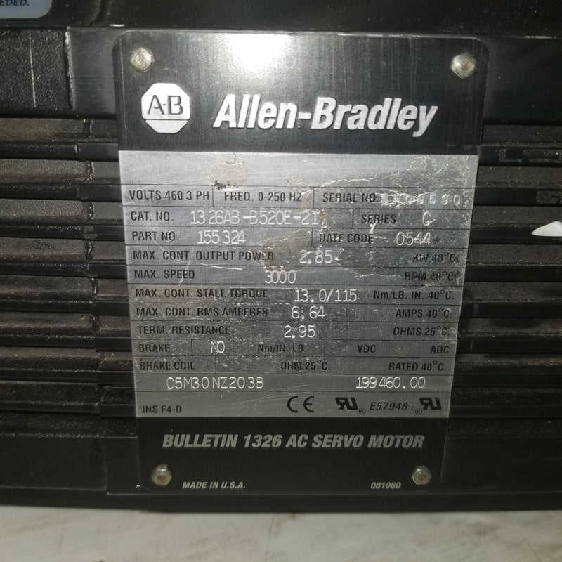 Allen-Bradley 1326AB-B520E-2I 3.82HP Servo Motor