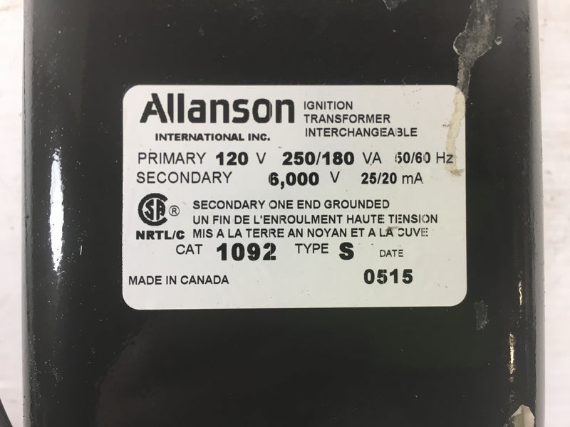 Allanson Ignition Transformer 1092 Type S 120V