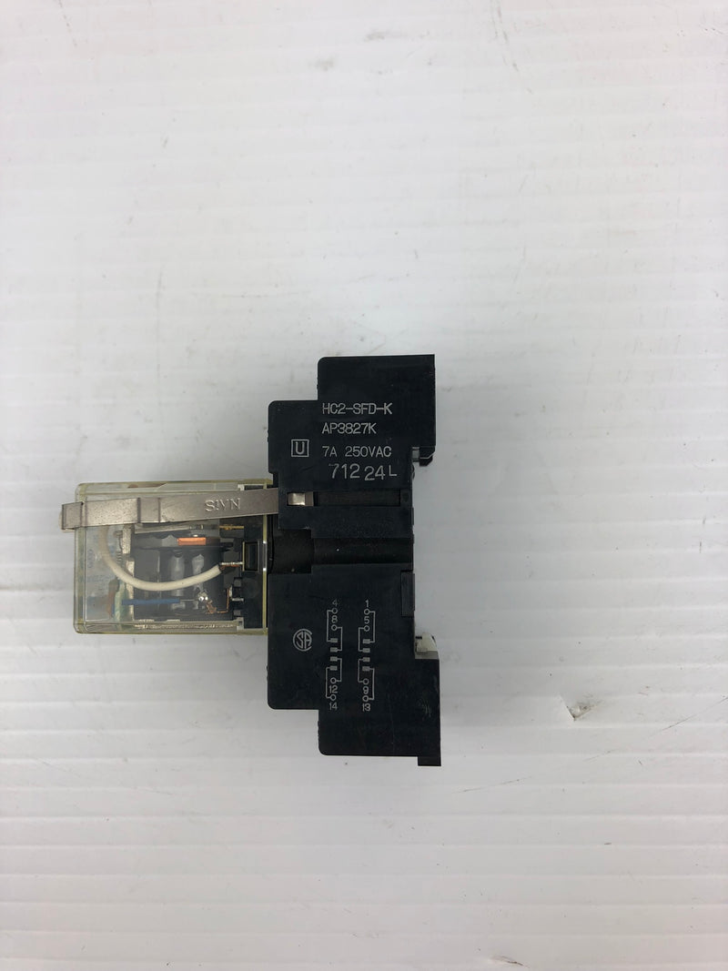 NAIS HC2-HL Relay with Base HC2-SFD-K AP3827K AC 120 V 125/250 VAC