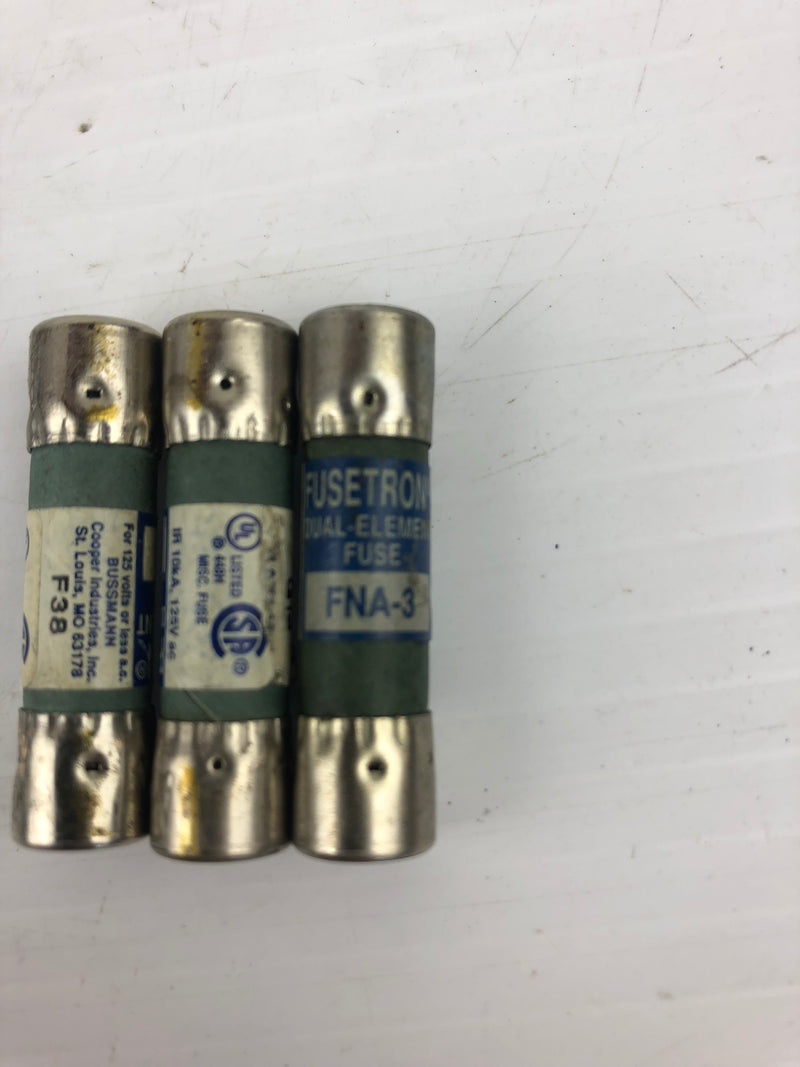 Fusetron FNA-3 Dual Element Fuse - Lot of 3